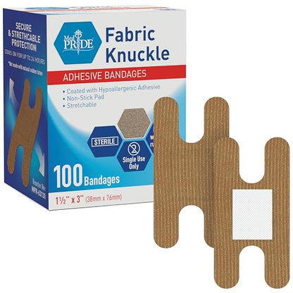 MED PRIDE Fabric Knuckle Bandages,Latex-Free,1.5x3 in,100-Count