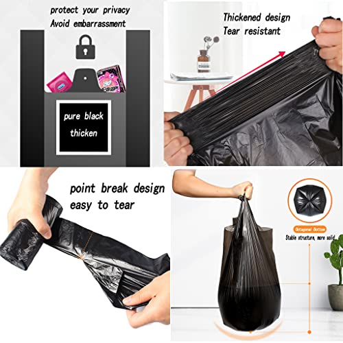 100 Count 4 Gallon Small Black Trash Bags, Durable PE Material, Handles, Breakpoints, 46x60cm - color: Black, size: 100 Count (Pack of 1)