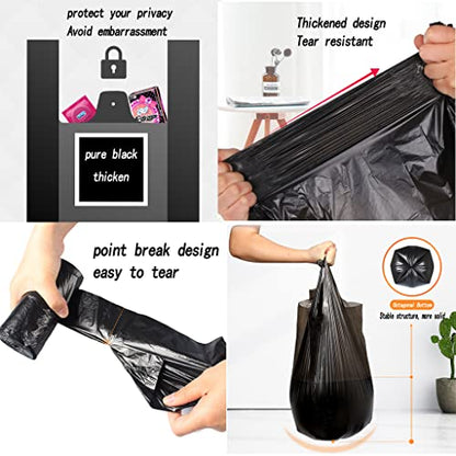 100 Count 4 Gallon Small Black Trash Bags, Durable PE Material, Handles, Breakpoints, 46x60cm - color: Black, size: 100 Count (Pack of 1)