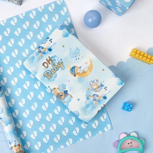 WERNNSAI Baby Wrapping Paper - 16.4 ft Bear Wrapping Paper Boy - color: Baby Bear
