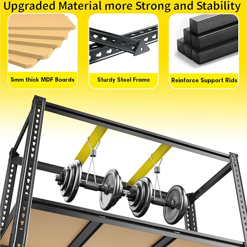 ROOMFAVE 48" W Garage Shelving Heavy Duty 3080LBS,5 Tier,Black, Industrial - size: 72" H x 48" W x 24" D