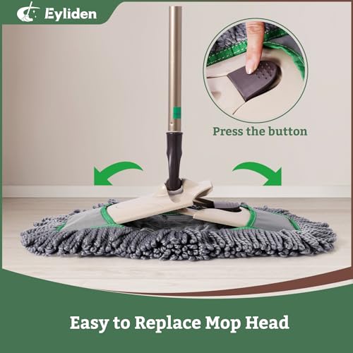 Eyliden Pro Dust Mop for Floor Cleaning, 3 Reusable Microfiber Thicker Pads