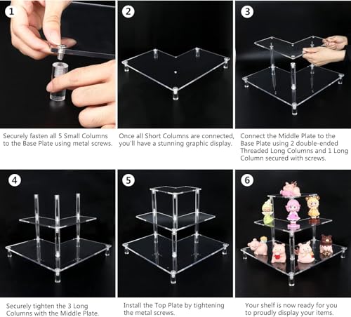 Gonice Display Riser, 3 Tier Acrylic Display Stand for Desk