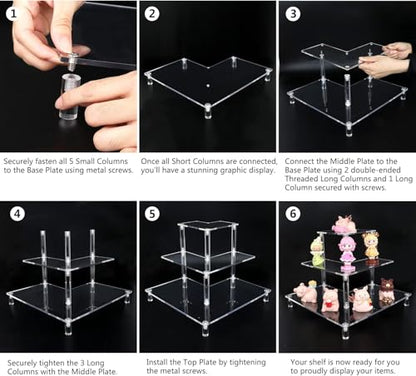 Gonice Display Riser, 3 Tier Acrylic Display Stand for Desk