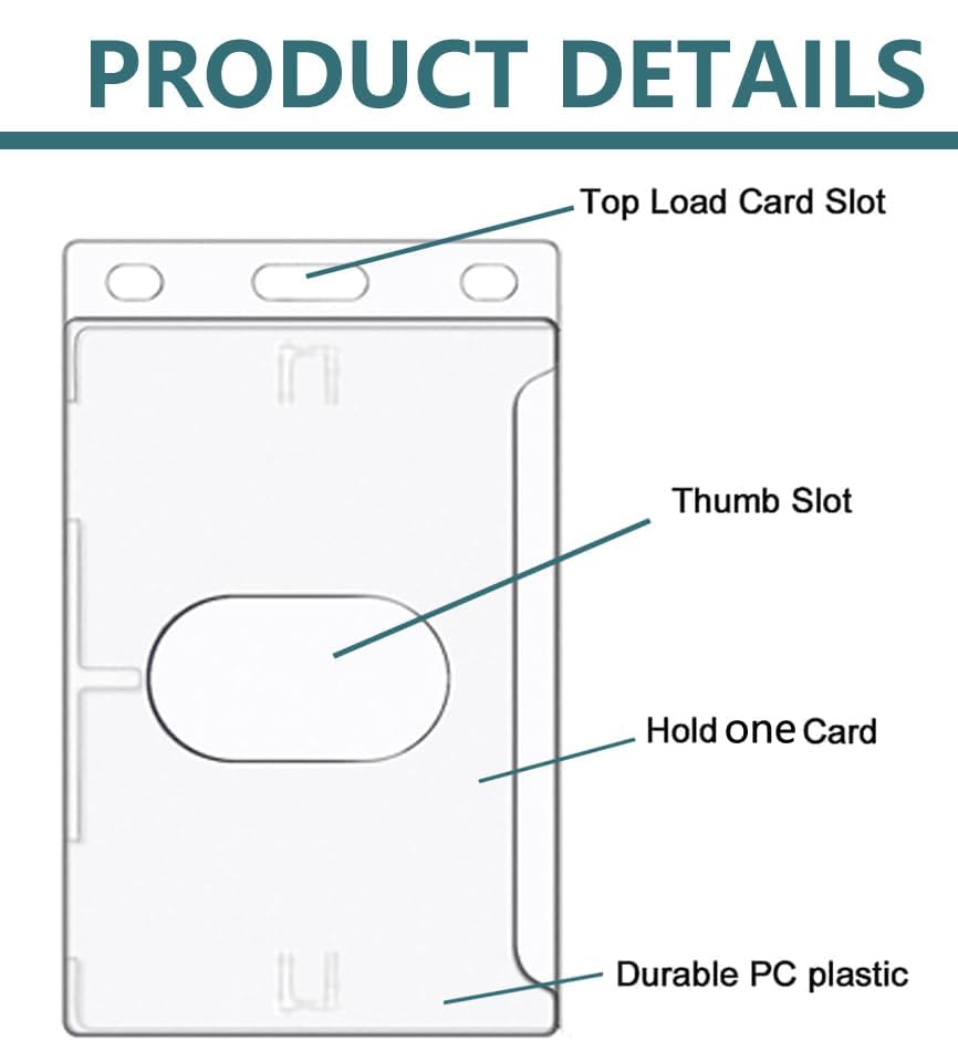 Hard Plastic Badge Holder, FadyRaye Clear ID Badge Name Card Holder with Easy Access Thumb Slot, Vertical Style, 2 Pack