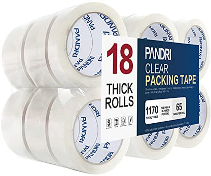 PANDRI 18 Pack Heavy Duty Packing Tape, 1.88" x 65yd Per Roll, Total 1170yd - size: 1.88 Inch 18 Rolls