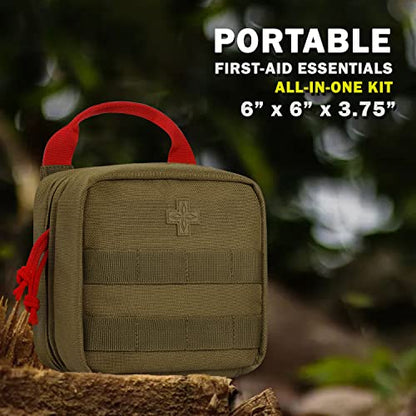 Everlit 180 Pieces Tactical First Aid Kit IFAK Molle EMT Pouch Outdoor Camping Emergency Kits for for Camping Boat Hunting Hiking Home Car Earthquake and Adventures - color: Coyote Brown