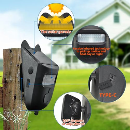 Solar Infrared Sensor Wireless Doorbell & Driveway Alarm – 1/2 Mile Range, 120° Detection, Weatherproof, Solar & USB-C Charging, for Home/Business Security 【Motion Sensor*2+ Alarm Receiver*1】
