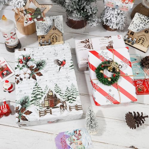 Dtiafu White Christmas Wrapping Paper 4 Watercolor Holiday Style Gift Wrap Paper Bulk for Xmas Birthday, 20 X 28 Inches, Folded Flat (8 Sheet) - color: Funny