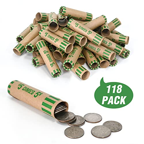 LLIKED 118 PCS Preformed Coin Wrappers Rolls-Dimes - size: 118 Dimes Coin Rolls