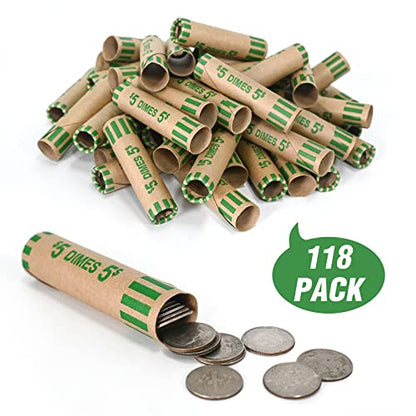 LLIKED 118 PCS Preformed Coin Wrappers Rolls-Dimes - size: 118 Dimes Coin Rolls