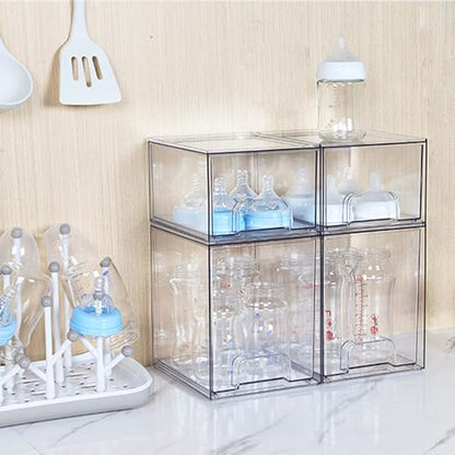 Vtopmart Clear Stackable Storage Drawers, 2 Pack Tall Plastic Organizers - style: High-2pack-Clear