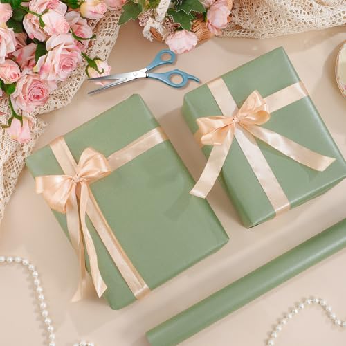 woric Sage Green Wrapping Paper Roll - Mini Roll - Wedding Gift Wrap - color: Sage Green