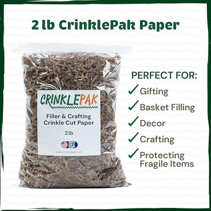2LB Kraft Crinkle Cut Paper Shred USA Made - color: Kraft, size: 2 LB