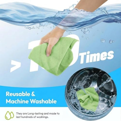 Microfiber Cleaning Cloth 12 Pack, 12 x 12 Inch,Green - color: Green