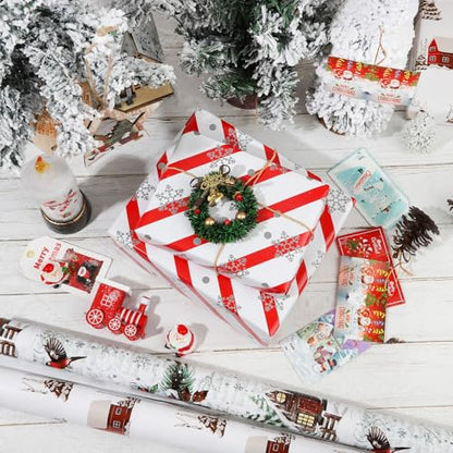 Dtiafu White Christmas Wrapping Paper 4 Watercolor Holiday Style Gift Wrap Paper Bulk for Xmas Birthday, 20 X 28 Inches, Folded Flat (8 Sheet) - color: Funny