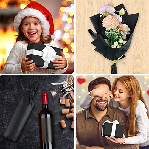 NEBURORA 60 Sheets Black Tissue Paper Set Halloween Gift Wrap Paper(Black) - color: Black