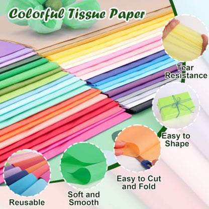 TUXIYA 200 Sheets Tissue Paper,40-Color 14"X20" Tissue Paper for Gift Bags - size: 200P
