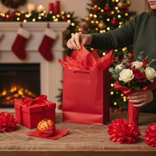 500 Sheets Red Tissue Paper Bulk 20 x 30 Inch for Christmas Gift Bags - color: Red, size: 20 x 30 Inch
