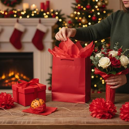 500 Sheets Red Tissue Paper Bulk 20 x 30 Inch for Christmas Gift Bags - color: Red, size: 20 x 30 Inch