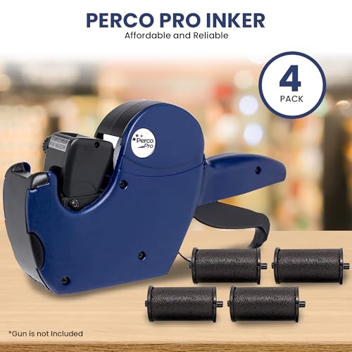 Perco Ink Roll for Perco Pro (1 and 2 Line) Price and Date Guns - Pack of 4 Replacement Inkers - Easy to Load, Premium, Clear & Bold Prints - Made in USA - size: 4 Pack