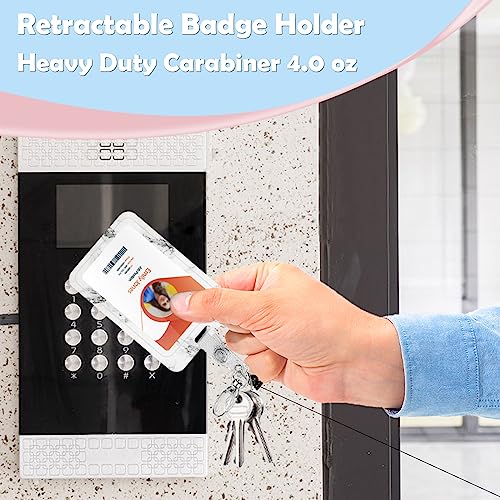 ID Badge Holder with Lanyard,Retractable ID Badge Card Holders Detachable Neck Lanyard Strap with Badge Reel and Vertical ID Holder for Nurse Students Teachers Office Staff(Marble White) - color: Marble White