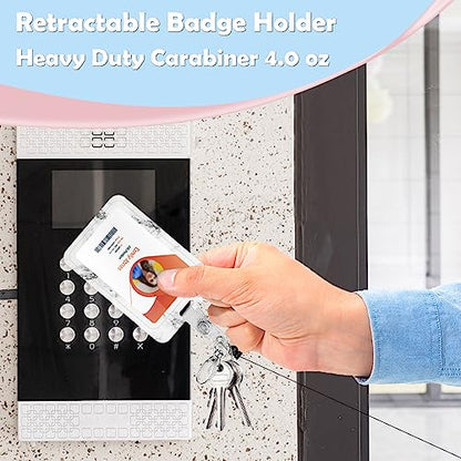 ID Badge Holder with Lanyard,Retractable ID Badge Card Holders Detachable Neck Lanyard Strap with Badge Reel and Vertical ID Holder for Nurse Students Teachers Office Staff(Marble White) - color: Marble White