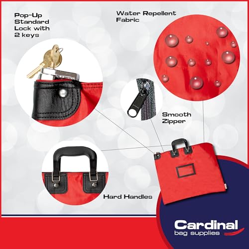 Lockable Document Bag with handles, 15 x 19 - color: Red