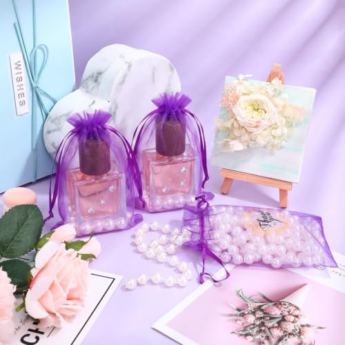 Shappy 100 Pcs 4x6 Inch Purple Organza Bags, Thank You Drawstring Gift Bags - color: Dark Purple, size: 1 Count (Pack of 100)