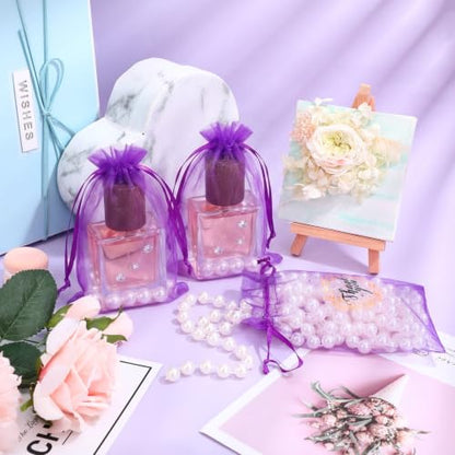 Shappy 100 Pcs 4x6 Inch Purple Organza Bags, Thank You Drawstring Gift Bags - color: Dark Purple, size: 1 Count (Pack of 100)
