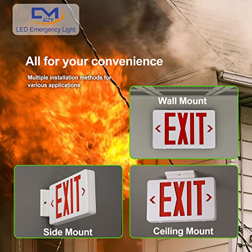 2 Pack LED Emergency Exit Sign, Universal Mount OSHA Compliant - color: Red, size: 2 Pack