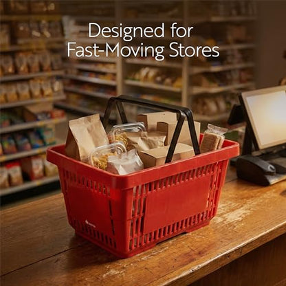 Restaurantware Plastic Shopping Basket, Red, with Plastic Handles - style: Plastic Handles