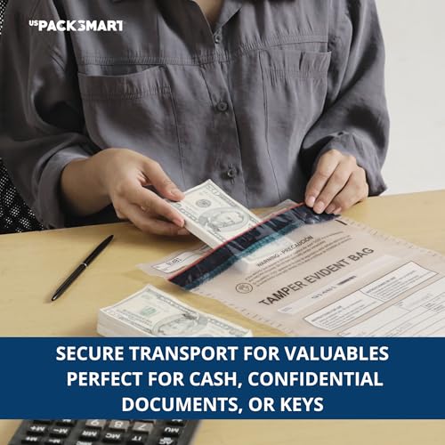 9”x12" Clear Plastic Deposit Bags with Security Tape Tamper Evident - Secure Bank Deposits, Cash Handling, & Currency Transport | Self-Sealing Tape with Hidden Graphics | 100-Pack - color: Clear, size: 9"x12"