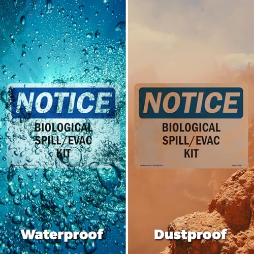 Biological Spill Evac Kit OSHA Notice Rigid Plastic Sign 24 Inch x 18 Inch - 5 Pack - color: Plastic, size: 5 Pack of 24" x 18"