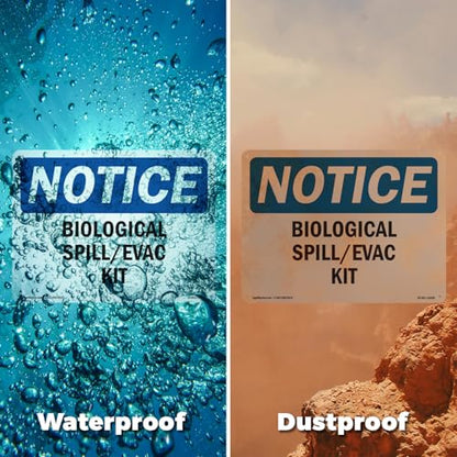 Biological Spill Evac Kit OSHA Notice Rigid Plastic Sign 24 Inch x 18 Inch - 5 Pack - color: Plastic, size: 5 Pack of 24" x 18"