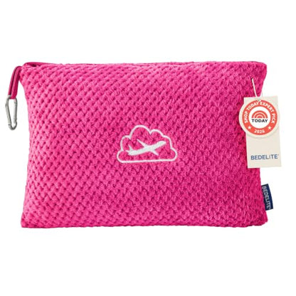 BEDELITE Travel Blanket with Bag, Jacquard Fleece Blanket 65"x40", Hot Pink - color: Hot Pink