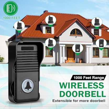 Doorbells, Full Duplex Intercom Long Range Wireless Door Bell - size: 1Transmitter+2 Receiver