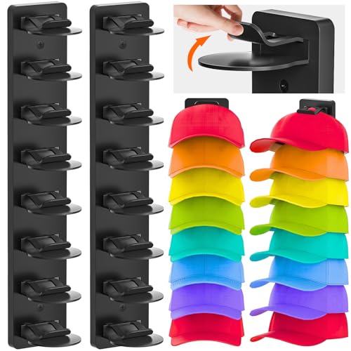 Eiito Hat Organizer for Baseball Caps, 2 Pack - color: Black
