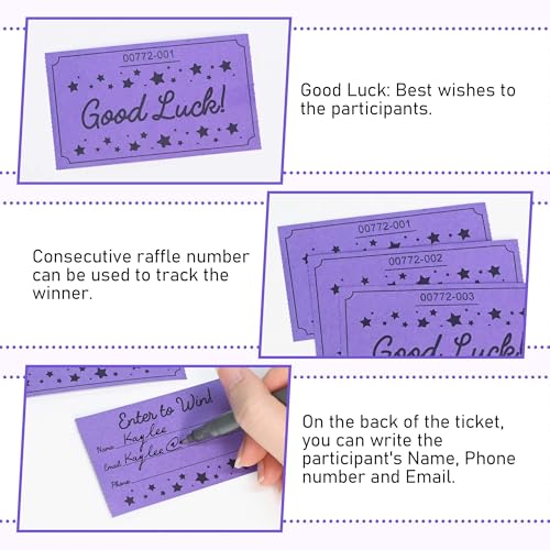 ESSENTIAL 500 Raffle Tickets, Good Luck Raffle Cards - color: Purple, size: 3.5"x2"