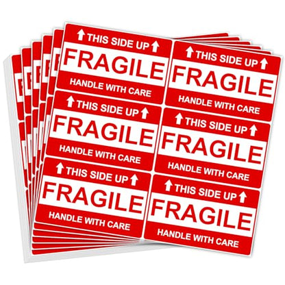 210 Pcs 3" x 5" Large Fragile Stickers for Shipping, This Side Up Labels, Handle with Care for Shipping, Fragile Stickers for Moving(6 Labels per Sheet, 35 Sheets) - color: Red and White