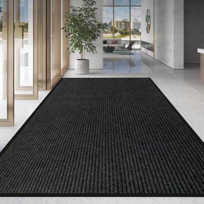 4x8 FT Non-Slip Dirt Trapping Door Mat with Rubber Backing(Jet Black) - color: Jet Black, size: 4' x 8' (Rectangular)