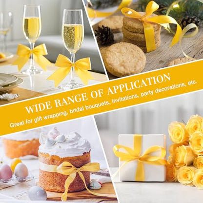 Yellow Satin Ribbon, 1 Inch, 50 Yards - color: yellow