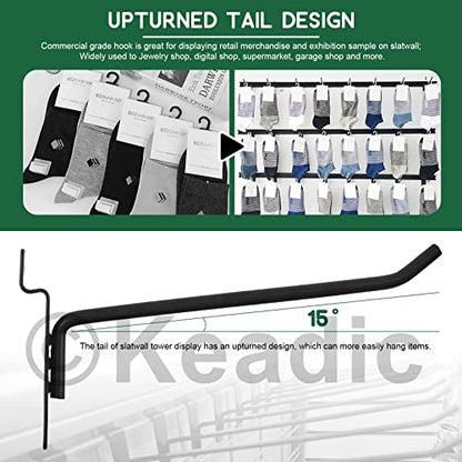 Keadic 32Pcs Slatwall Hooks Assortment Set 2/4/6/8 Inch Slat Wall Shelf Brackets Hanging Hook Heavy Duty Pegboard Gridwall Hooks Display Panel Hook for Garage Shop Retail (Black) - size: 2" 4" 6" 8"