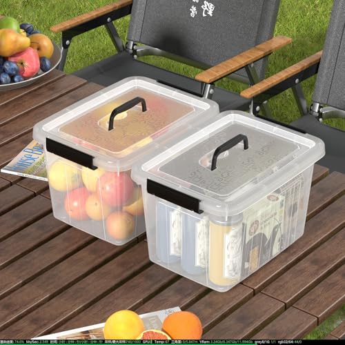 Jekiyo 12 L Plastic Latching Boxes, Clear Storage Bins with Lids, 6 Pack - size: 12 L