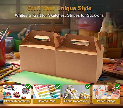 Happyhiram 10 Pack Brown Kraft Large Gable Boxes with Handles, 9x6x6 Inch - color: Kraft Brown, size: 1 Count (Pack of 10)