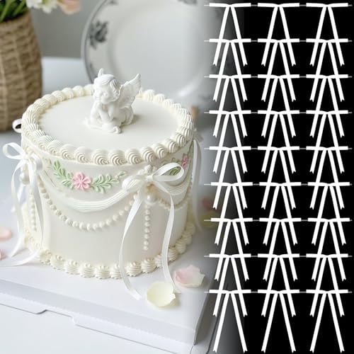 Luceinvita 5" X 7" White Satin Ribbon Bows (50 Packs) - color: White, size: 5x7 Inch - 50pcs