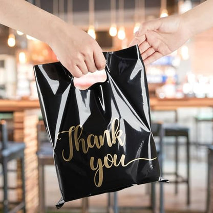 ZORRITA Thank You Bags for Small Business, 100 Pack, 9 x 12 Inch - color: Black, style: 9 × 12 Inch