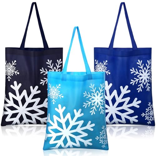 Hosuly 15 Pcs Snowflake Gift Bags 15x17 Winter Tote Reusable Handles - style: Snowflake