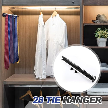 Maxdot 28 Hook Sliding Tie Rack Side Mount Organizer, 17.72 x 3.15 Inch