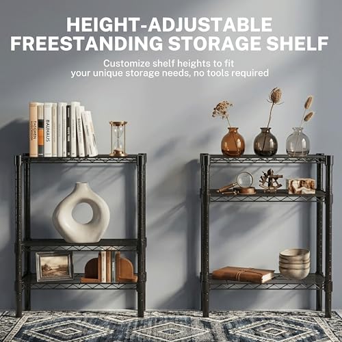 Simple Deluxe Heavy Duty 3-Tier Wire Storage Shelves, 200lbs per Shelf, Adjustable & Rustproof for Kitchen Bathroom Pantry Garage, 23.2" W×13.4" D×30" H